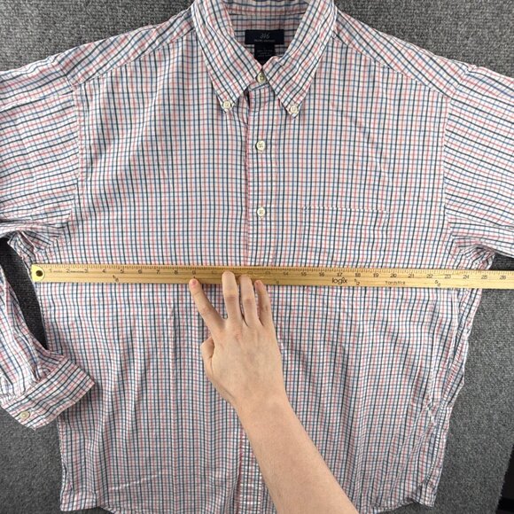 Brooks Brothers Pink Blue Check Long Sleeve Button Up Shirt Large Woven Cotton - Picture 5 of 14